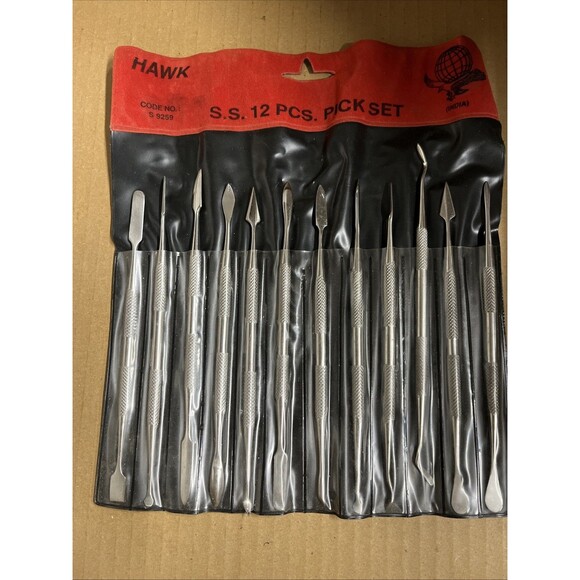 Hawk Pick Set Of 12 NEW wax carving set and pottery needle tools Double sided - Picture 2 of 8